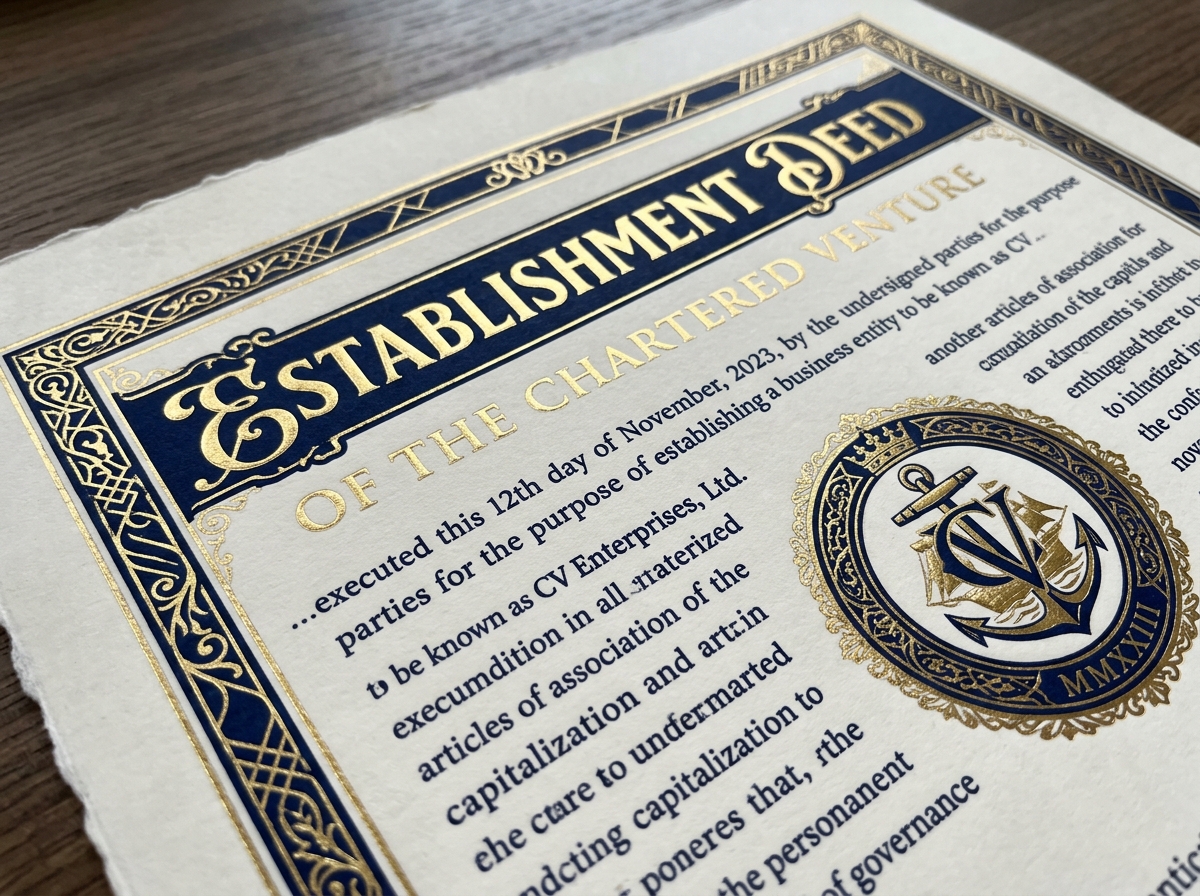 Service detail image: "Pendirian CV (Commanditaire Vennootschap)", close-up of process/document. Navy/gold editorial.