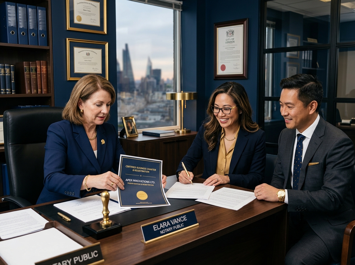 Service process image: "Pendirian CV (Commanditaire Vennootschap)", signing / consultation scene. Navy/gold editorial.